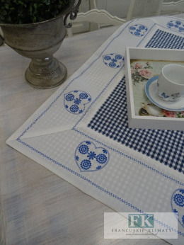 BIEŻNIK SERWETA NIEBIESKIE SERCA 85X85 PROWANSJA SHABBY CHIC VINTAGE LOFT