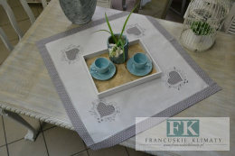 BIEŻNIK SERWETKA BIAŁE SERCE 85X85 PROWANSJA SHABBY CHIC VINTAGE LOFT