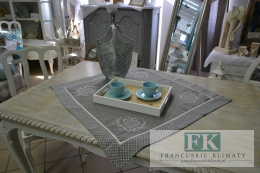 BIEŻNIK SERWETKA SZARE SERCE 85X85 PROWANSJA SHABBY CHIC VINTAGE LOFT