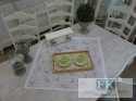 BIEŻNIK SERWETKA SILVER LEAF 75X75 BIAŁA PROWANSJA SHABBY CHIC VINTAGE LOFT