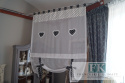 ROLETKA, EKRAN , PANEL CZERŃ-BIEL PROWANSJA , SHABBY, SZER 130 CM WYS 130 BATYST , BAWEŁNA KOLEKCJA SERCE