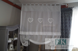 ROLETKA, EKRAN , PANEL PEPITKA SIWY-BIEL PROWANSJA , SHABBY, SZER 130 CM WYS 130 BATYST , BAWEŁNA KOLEKCJA SERCE