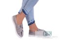 TRAMPKI SLIP ON SZARE GREY KOKARDA ZAMSZ R. 40