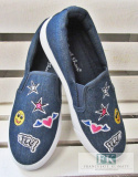 TRAMPKI SLIP ON JEANS BUŹKI NASZYWKI R. 37