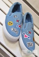 TRAMPKI SLIP ON JEANS BUŹKI NASZYWKI R. 38