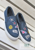 TRAMPKI SLIP ON JEANS BUŹKI NASZYWKI R. 39