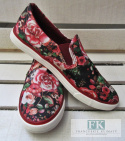 TRAMPKI SLIP ON KWIATY HIT RED R.39