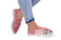 TRAMPKI SLIP ON RÓŻOWE PINK KOKARDA ZAMSZ R. 38