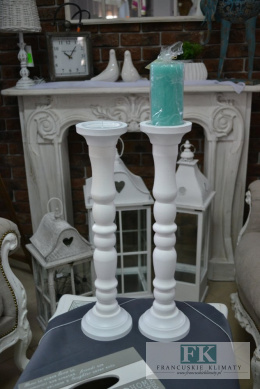 ŚWIECZNIK PROWANSJA BIAŁY WYS 53 CM , DREWNO
