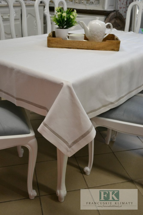 OBRUS KREM + BEŻOWA LAMÓWKA 140X220 LEN BAWEŁNA VINTAGE FRANCJA OBRUS KREM + BEŻOWA LAMÓWKA 140X220 LEN BAWEŁNA VINTAGE FRANCJA