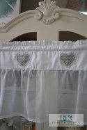 ZAZDROSTKA ZAZDROSKA SZYTA KORONKOWE SERCE kropki szare WYS 45 CM SHABBY NA WYMIAR , BAWEŁNA 100%