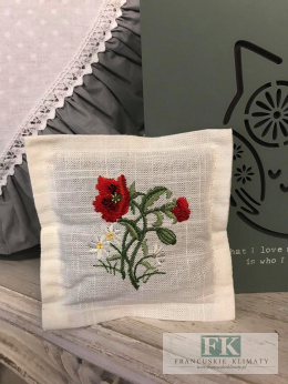 PODUSZECZKA 11,5 x 11,5 cm ZAPACHOWA WORECZEK Z SUSZONĄ LAWENDĄ LEN PROWANSJA