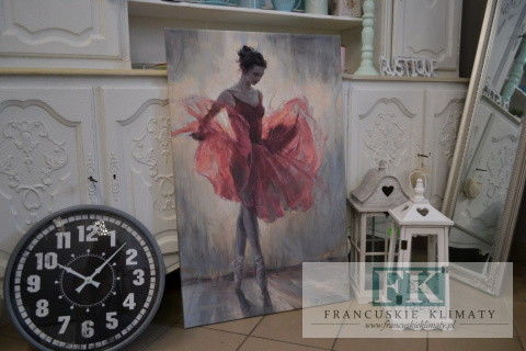 OBRAZ na płótnie 120X70 BALETNICA W CZERWIENI PROWANSJA SHABBY CHIC
