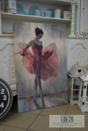 OBRAZ na płótnie 120X70 BALETNICA W CZERWIENI PROWANSJA SHABBY CHIC