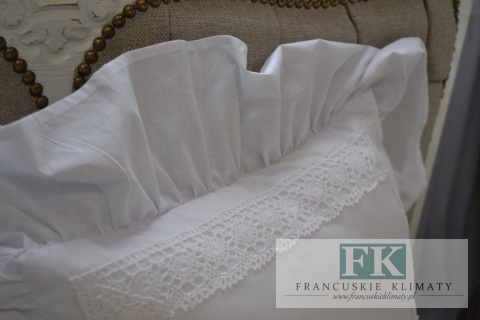 PODUSZKA 60x60cm ( na jaśka 40 x 40cm ) FALBANY KORONKA BAWEŁNA STYL FRANCUSKI SIELANKA VITANGE RETRO PODUSZKA 60x60cm ( na jaśka 40 x 40cm ) FALBANY KORONKA BAWEŁNA STYL FRANCUSKI SIELANKA VITANGE RETRO