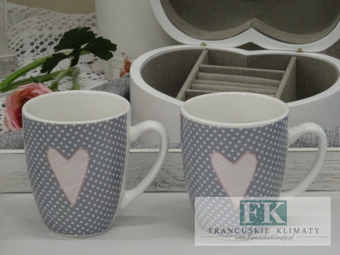 KOLEKCJA PINK HEART KUBEK poj. 300ml. styl francuski, shabby, vintage KOLEKCJA PINK HEART KUBEK poj. 300ml. styl francuski, shabby, vintage
