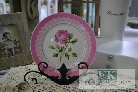 KOLEKCJA PINK ROSE TALERZ FI. 19 CM styl francuski, shabby, vintage KOLEKCJA PINK ROSE TALERZ FI. 19 CM styl francuski, shabby, vintage