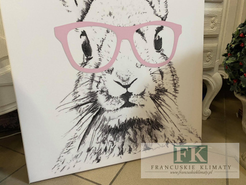 OBRAZ NA PŁÓTNIE KRÓLIK ZAJĄC 90x60 RÓŻOWE OKULARY RETRO VINATGE OBRAZ NA PŁÓTNIE KRÓLIK ZAJĄC 90x60 RÓŻOWE OKULARY RETRO VINATGE