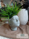 OSŁONKA GŁOWA WAZON DONICA WYS. 19 CM SIWA CERAMICZNO-BETONOWA