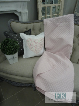 KŁ. NARZUTA PIKOWANA GLAMOUR RÓŻOWA 170 X 210 CM BAWEŁNA SHABBY , PROWANSJA , VINTAGE