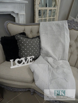 KŁ. NARZUTA PIKOWANA GREY ROSE 220 X 240 CM BAWEŁNA SHABBY , PROWANSJA , VINTAGE
