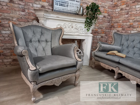 *FRANCUSKI KPL. SOFA + 2 FOTELE antyczne drewno plusz *FRANCUSKI KPL. SOFA + 2 FOTELE antyczne drewno plusz