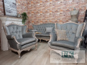 *FRANCUSKI KPL. SOFA + 2 FOTELE antyczne drewno plusz