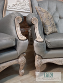 *FRANCUSKI KPL. SOFA + 2 FOTELE antyczne drewno plusz