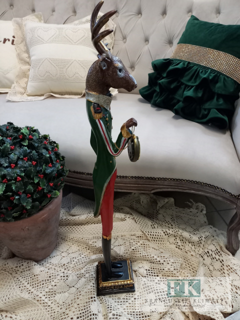 FIGURA z zegarem 72 cm !! renifer , jeleń , jelonek FIGURA z zegarem 72 cm !! renifer , jeleń , jelonek