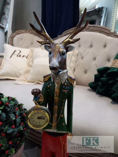 FIGURA z zegarem 72 cm !! renifer , jeleń , jelonek FIGURA z zegarem 72 cm !! renifer , jeleń , jelonek