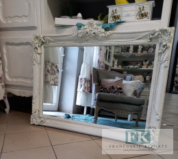 LUSTRO POZIOME 107 x 86 W BIAŁEJ OZDOBNEJ RAMIE VINTAGE, SHABBY