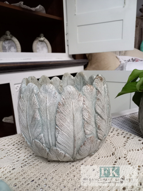 OSŁONKA DONICA PIÓRO 15 CM DO WNĘTRZ I OGRODÓW W STYLU BOHO RUSTYKALNYM VINTAGE