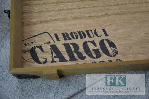 TACA DREWNIANA DEKORACYJNA CARGO 39 CM RETRO SHABBY CHIC PROWANSJA LOFT TACA DREWNIANA DEKORACYJNA CARGO 39 CM RETRO SHABBY CHIC PROWANSJA LOFT