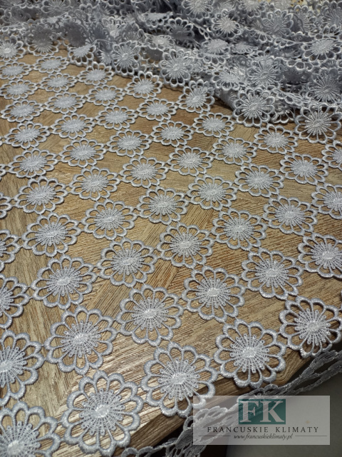 MATERIAŁ tkanina GIPIUROWY GIPIURA SZARA 150 CM MATERIAŁ tkanina GIPIUROWY GIPIURA SZARA 150 CM