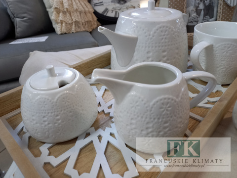 KOLEKCJA KORONKA KlPL. CUKIERNICA + MLECZNIK styl francuski, shabby, vintage KOLEKCJA KORONKA KlPL. CUKIERNICA + MLECZNIK styl francuski, shabby, vintage