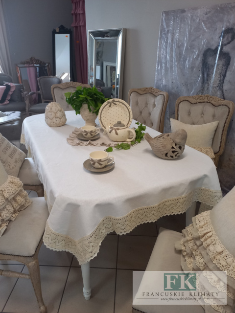 OBRUS ANITA KREM 140X220 LEN BAWEŁNA KORONKA PROWANSJA SHABBY CHIC OBRUS ANITA KREM 140X220 LEN BAWEŁNA KORONKA PROWANSJA SHABBY CHIC