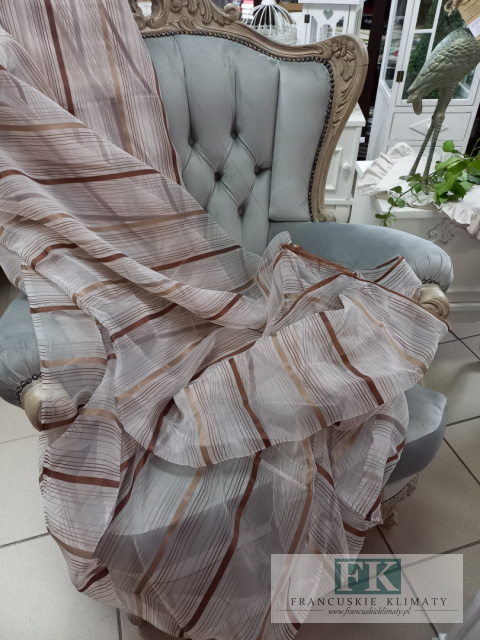 TKANINA MATERIAŁ ORGANZA PASY BRĄZ 300 CM TKANINA MATERIAŁ ORGANZA PASY BRĄZ 300 CM