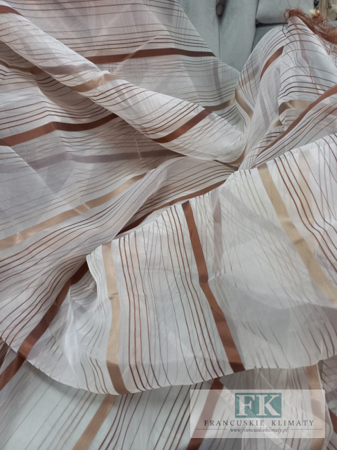 TKANINA MATERIAŁ ORGANZA PASY BRĄZ 300 CM TKANINA MATERIAŁ ORGANZA PASY BRĄZ 300 CM