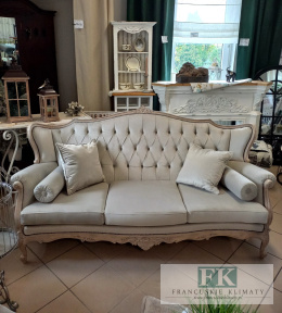 *FRANCUSKA SOFA KANAPA DĄB plusz beż 5 ELEM. antyczne drewno