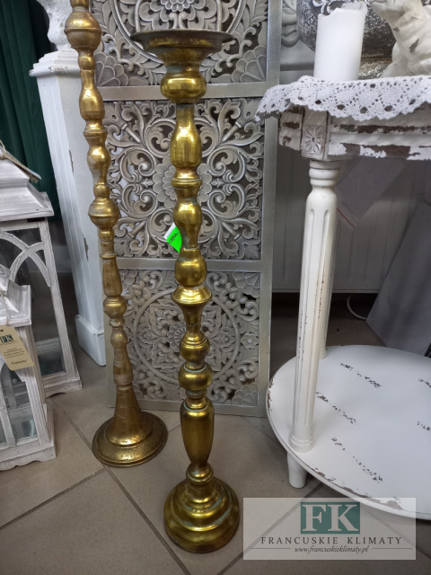 ŚWIECZNIK POSTARZANY WYS 88 CM złoto METAL ZŁOTO ŚWIECZNIK POSTARZANY WYS 88 CM złoto METAL ZŁOTO